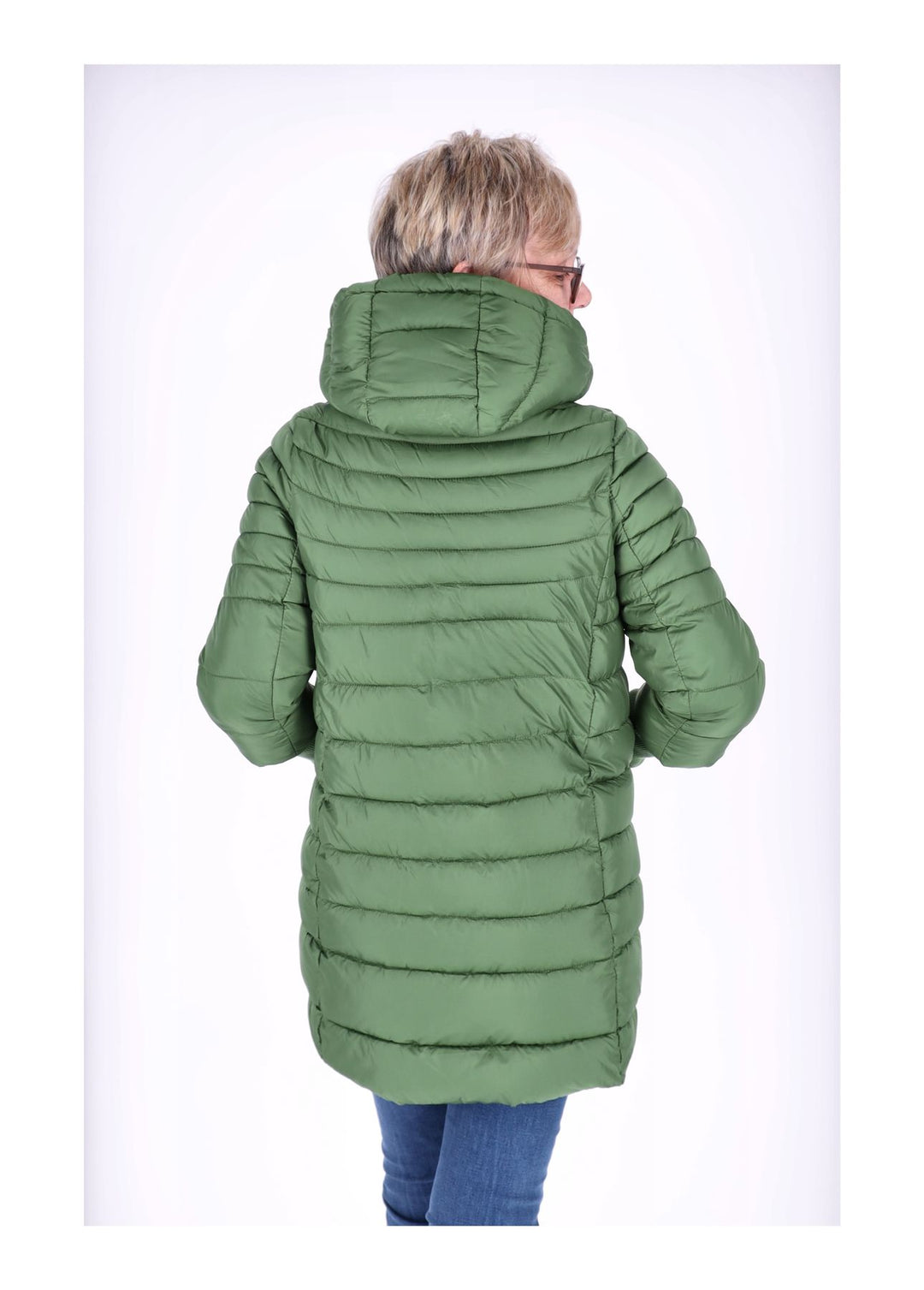 Damen Steppjacke mit Strickbündchen in Grün