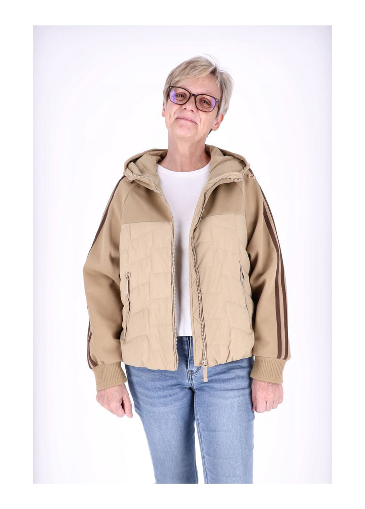 Jacke Damen Kapuze Materialmix