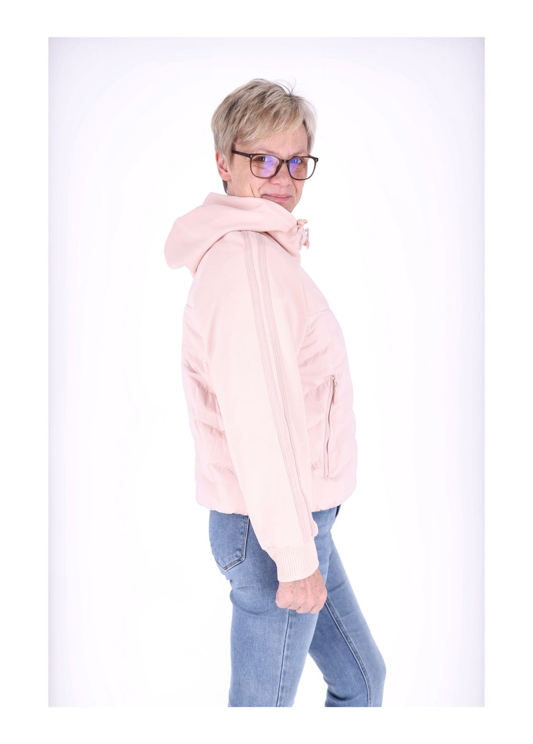 Jacke Damen Kapuze Materialmix