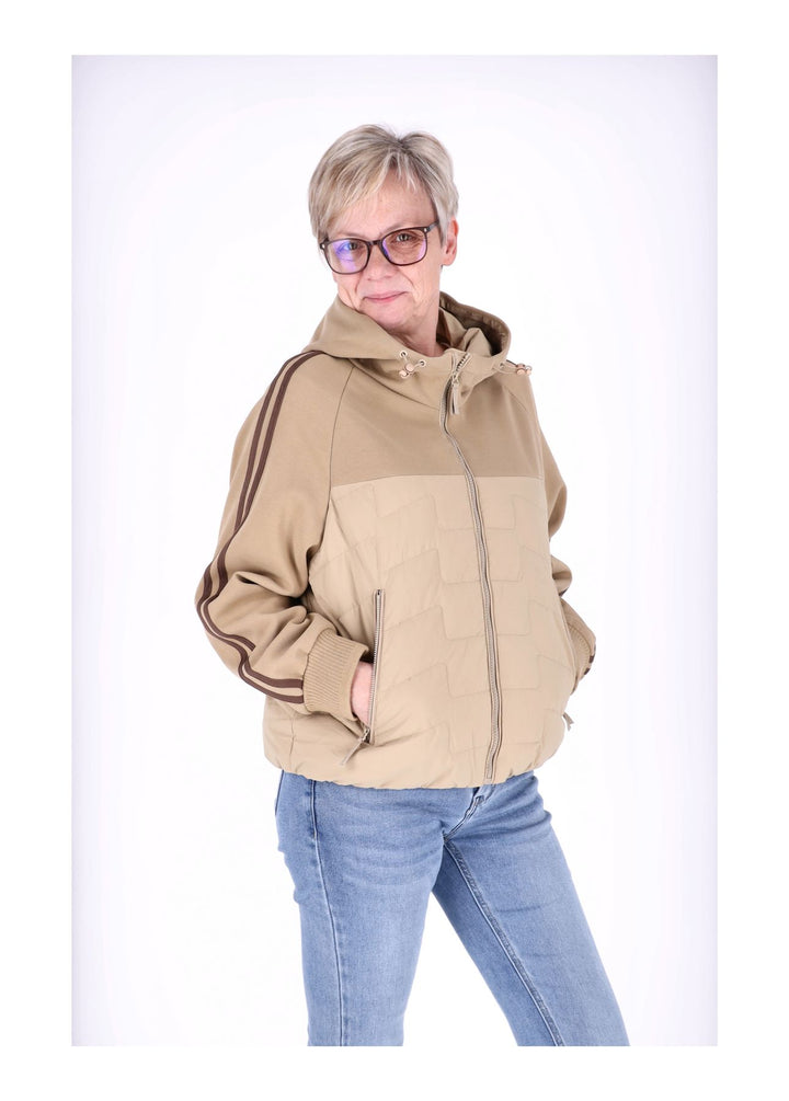 Jacke Damen Kapuze Materialmix