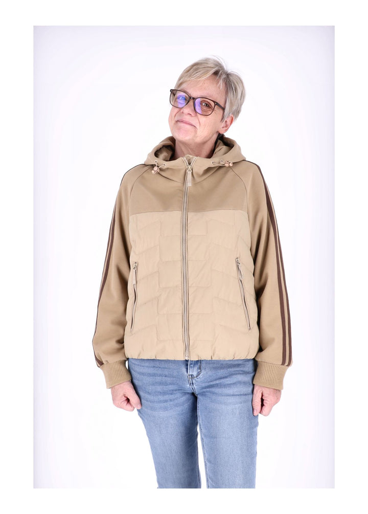 Jacke Damen Kapuze Materialmix