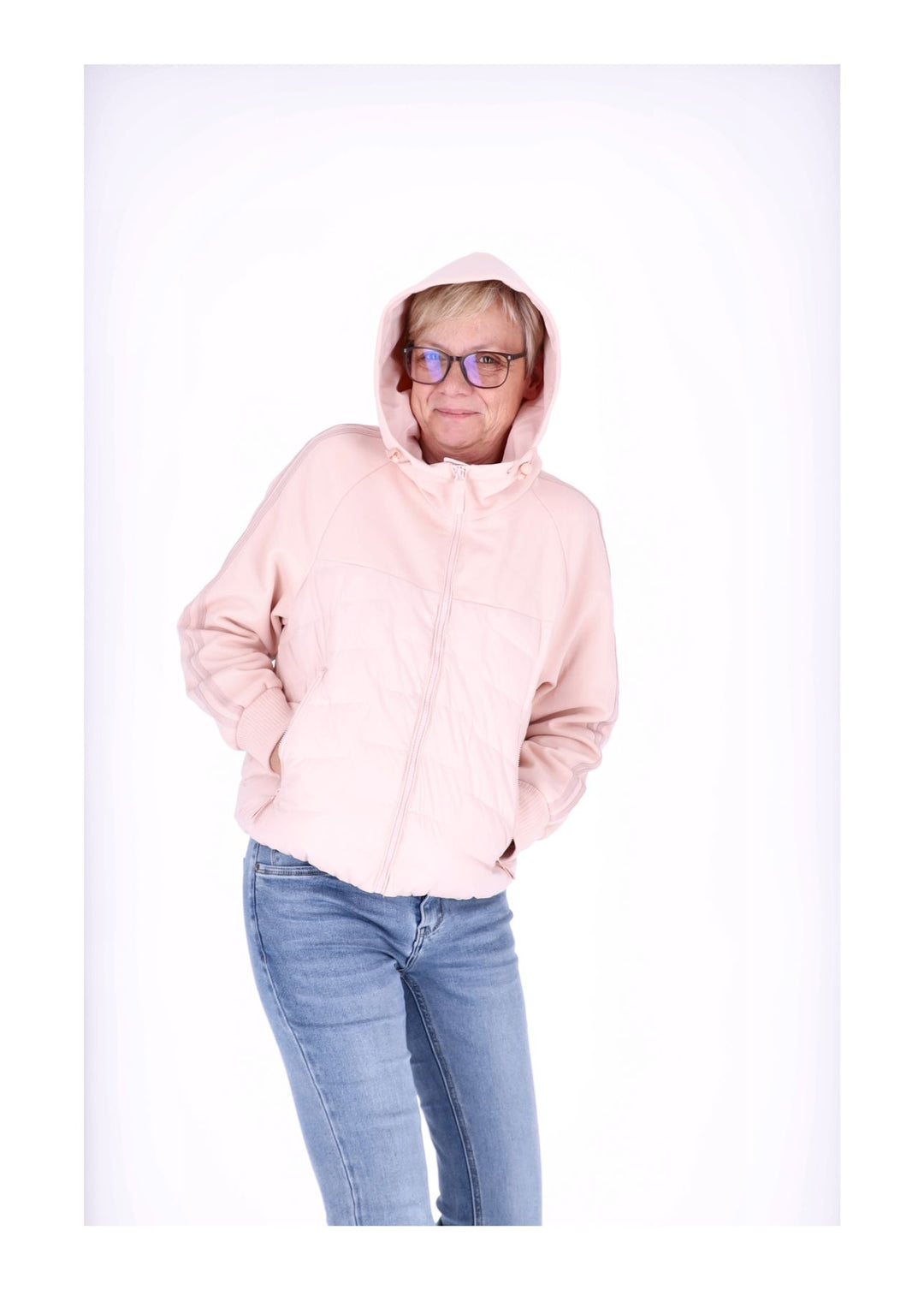 Jacke Damen Kapuze Materialmix