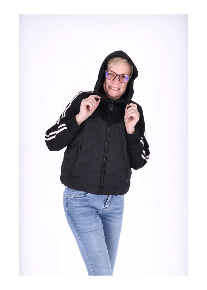 Jacke Damen Kapuze Materialmix