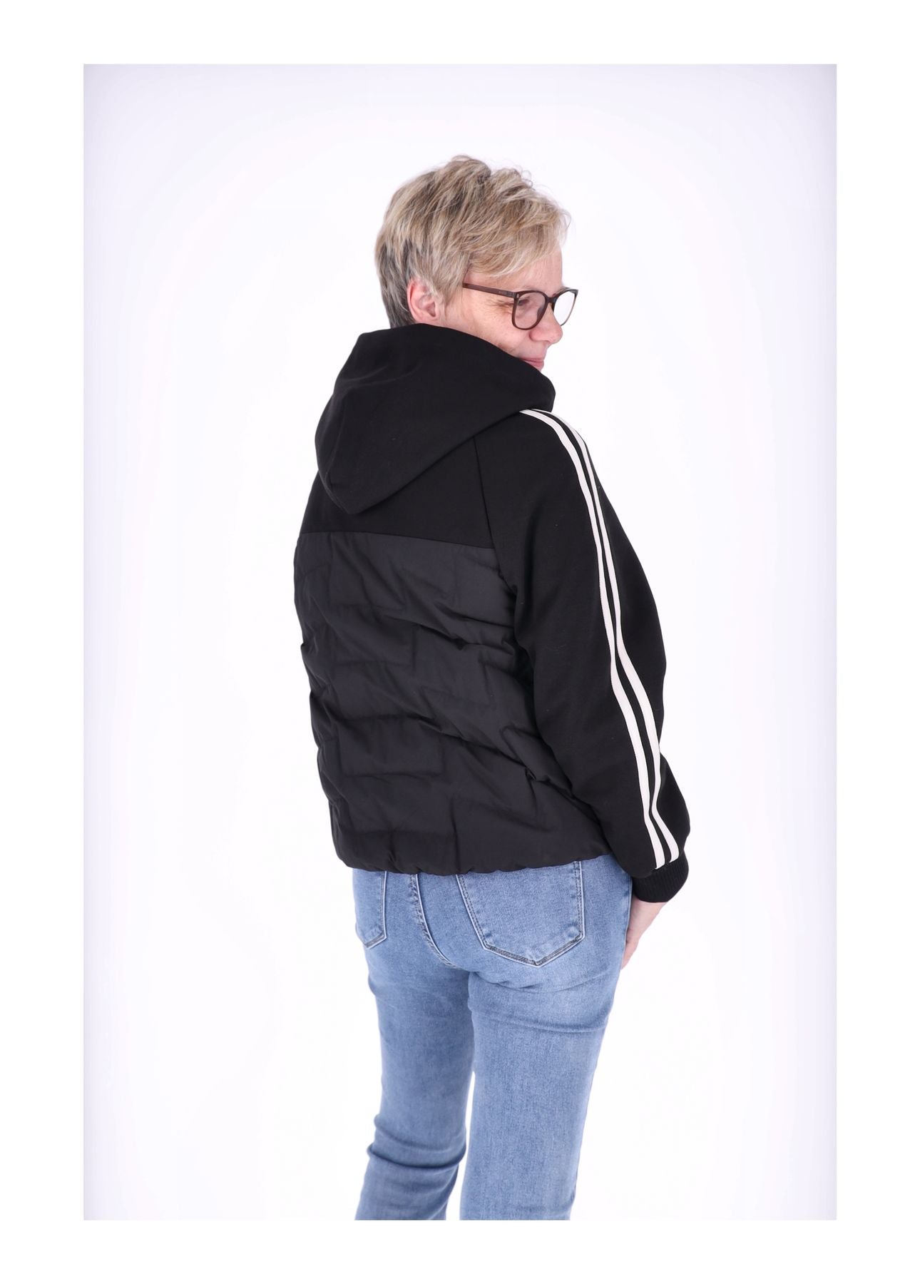 Jacke Damen Kapuze Materialmix