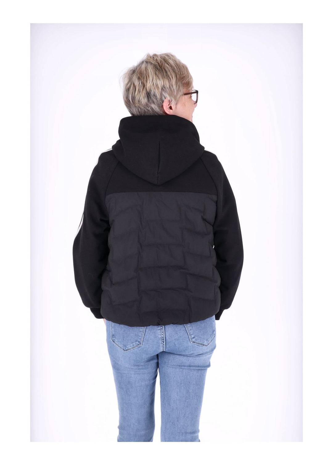 Jacke Damen Kapuze Materialmix