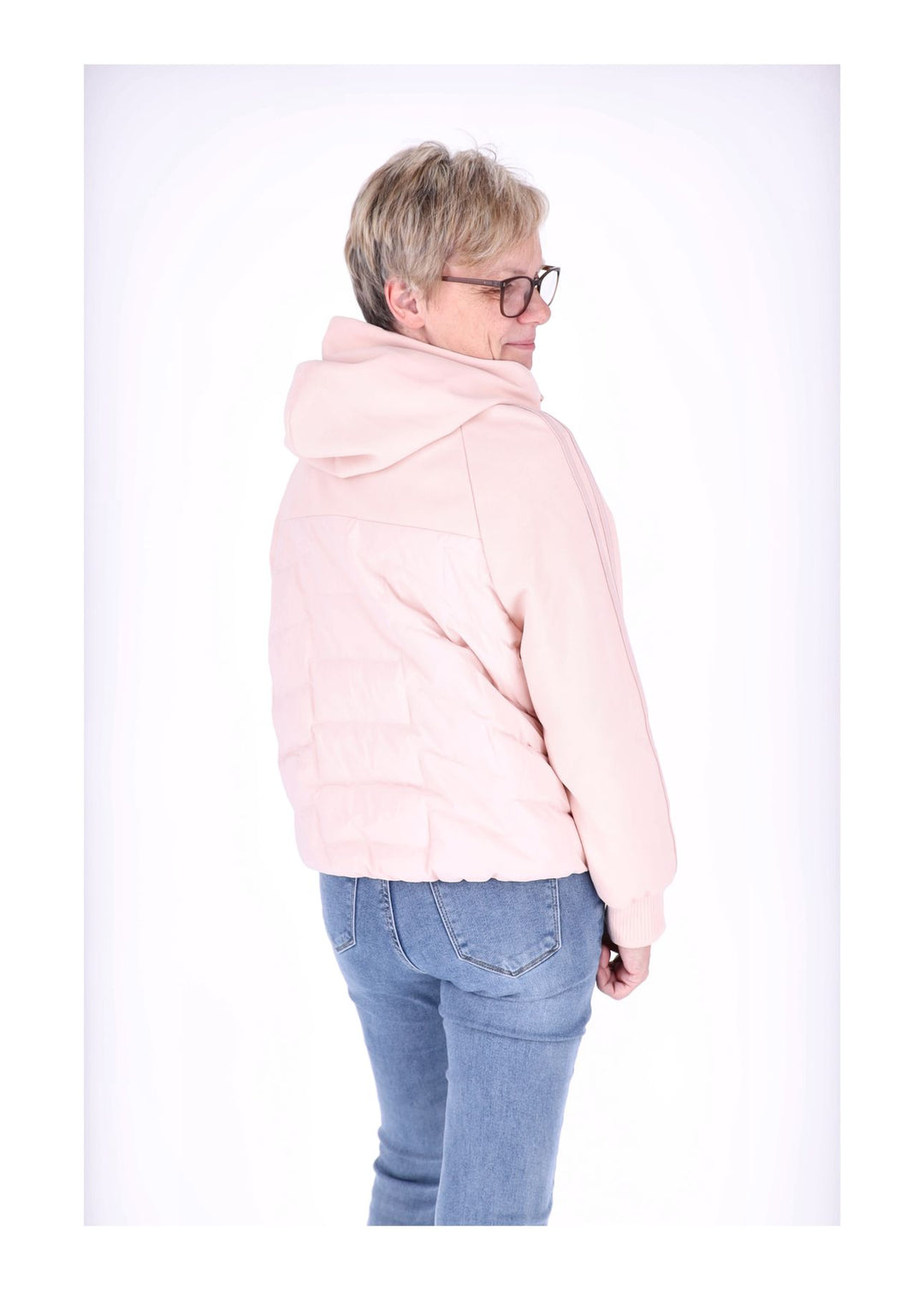Jacke Damen Kapuze Materialmix