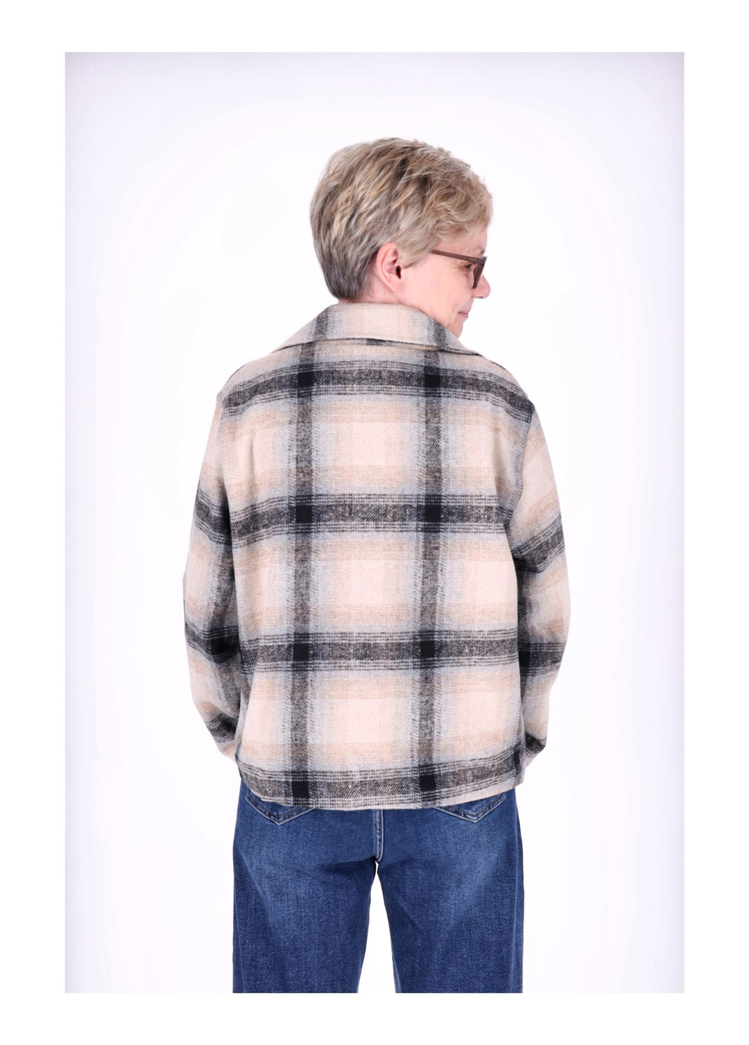 Wolljacke Damen Karo Kurz