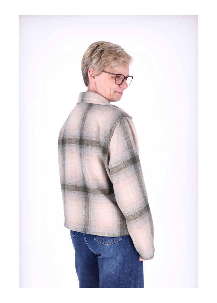 Wolljacke Damen Karo Kurz