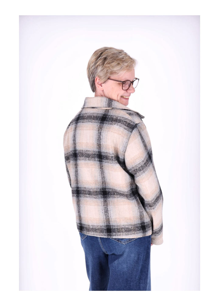 Wolljacke Damen Karo Kurz