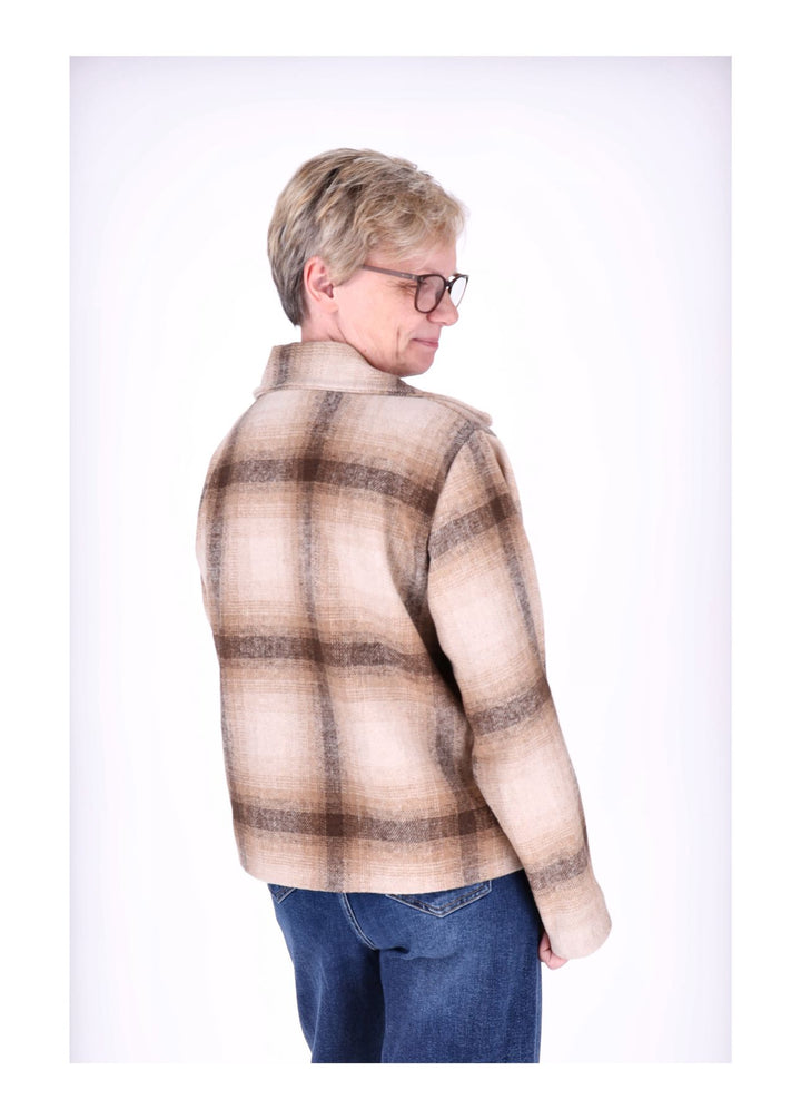 Wolljacke Damen Karo Kurz