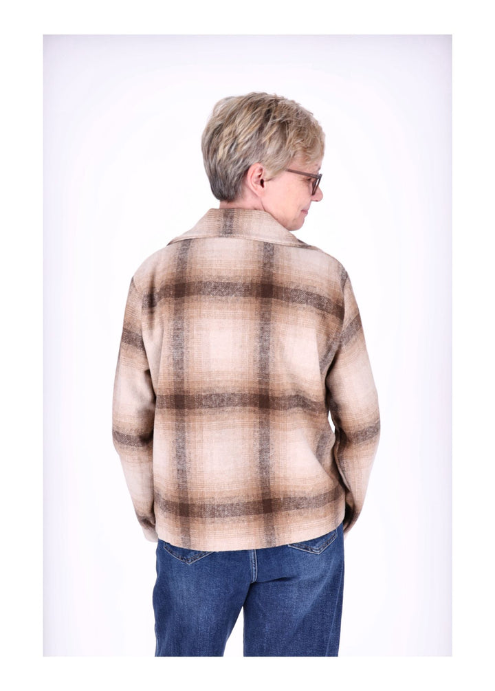 Wolljacke Damen Karo Kurz