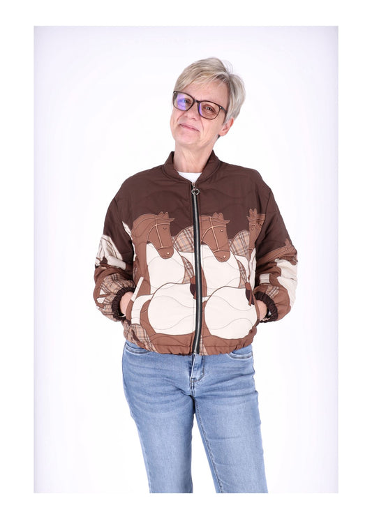 Kurzjacke Damen Gummizug AOP