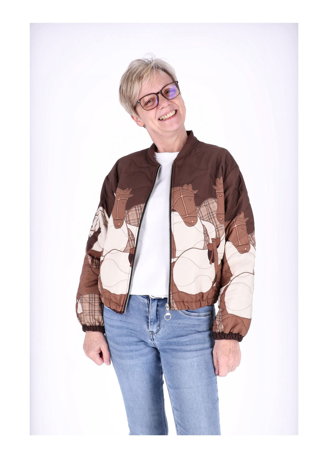 Kurzjacke Damen Gummizug AOP