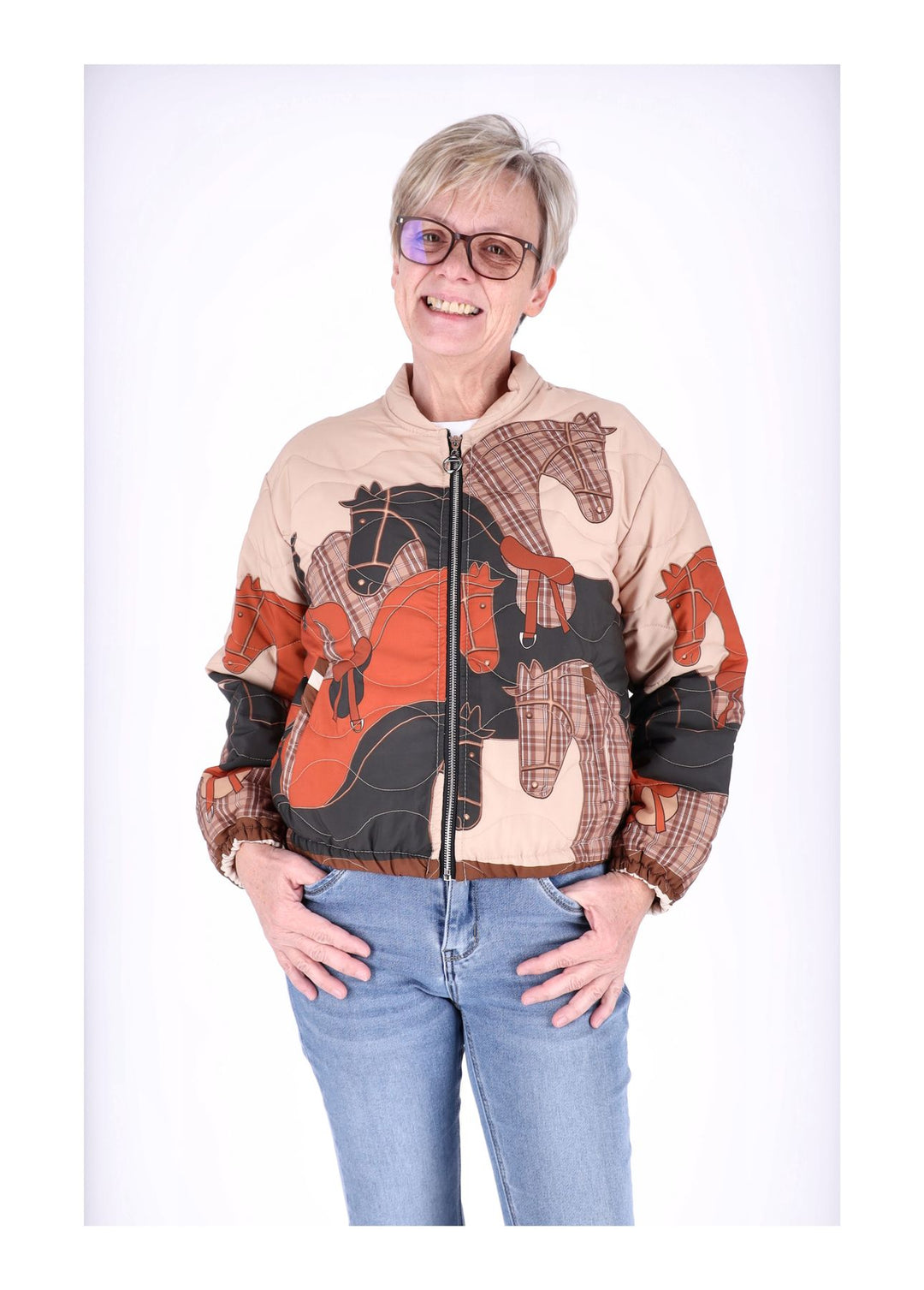 Kurzjacke Damen Gummizug AOP