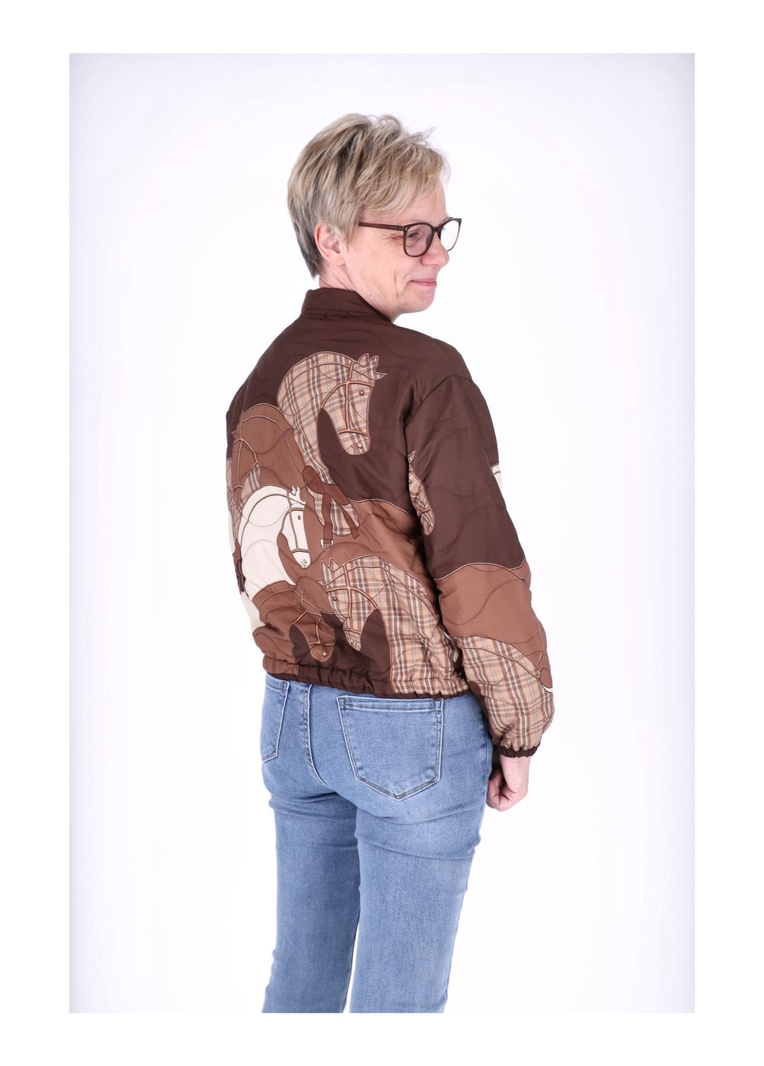 Kurzjacke Damen Gummizug AOP