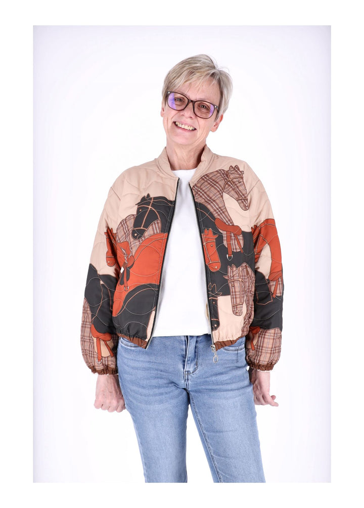Kurzjacke Damen Gummizug AOP