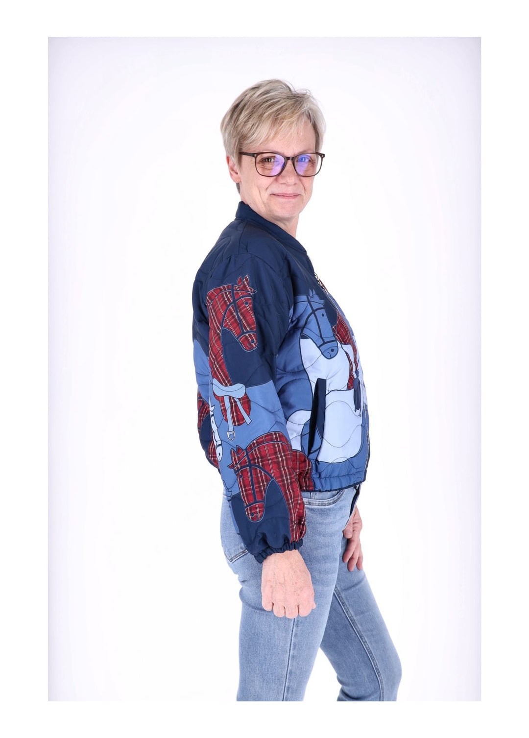 Kurzjacke Damen Gummizug AOP