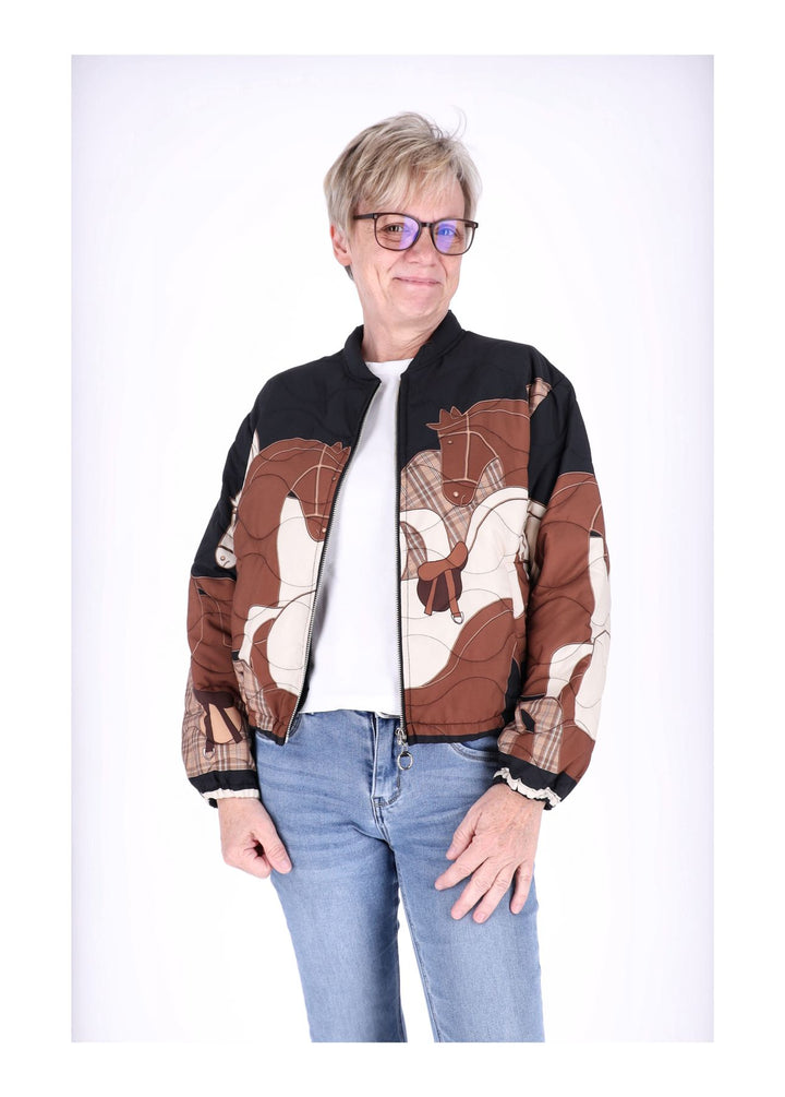 Kurzjacke Damen Gummizug AOP