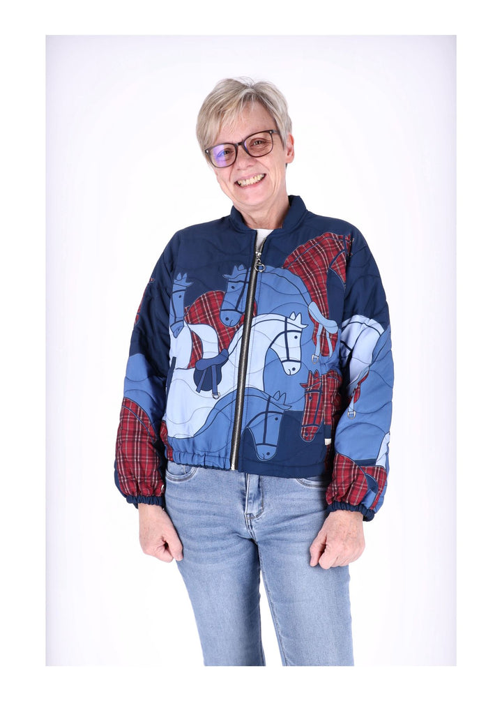 Kurzjacke Damen Gummizug AOP