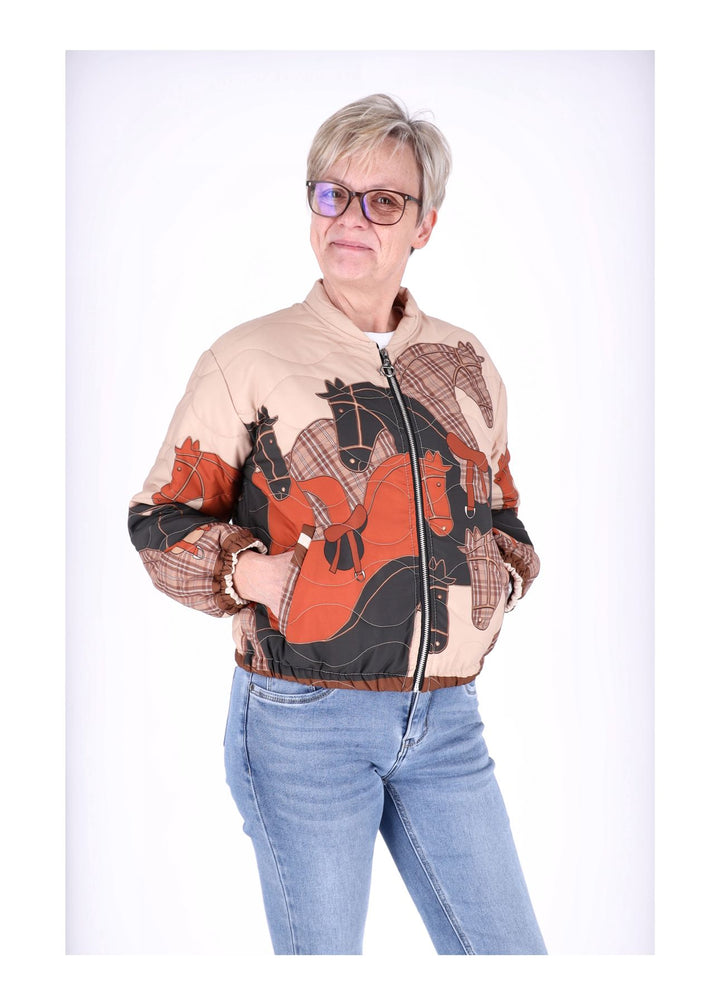 Kurzjacke Damen Gummizug AOP