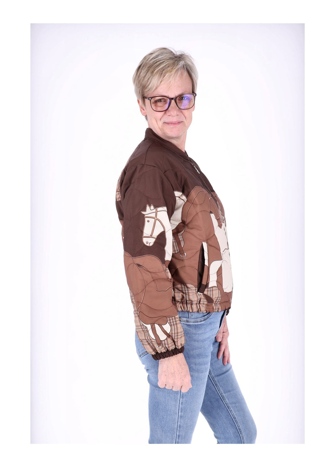 Kurzjacke Damen Gummizug AOP