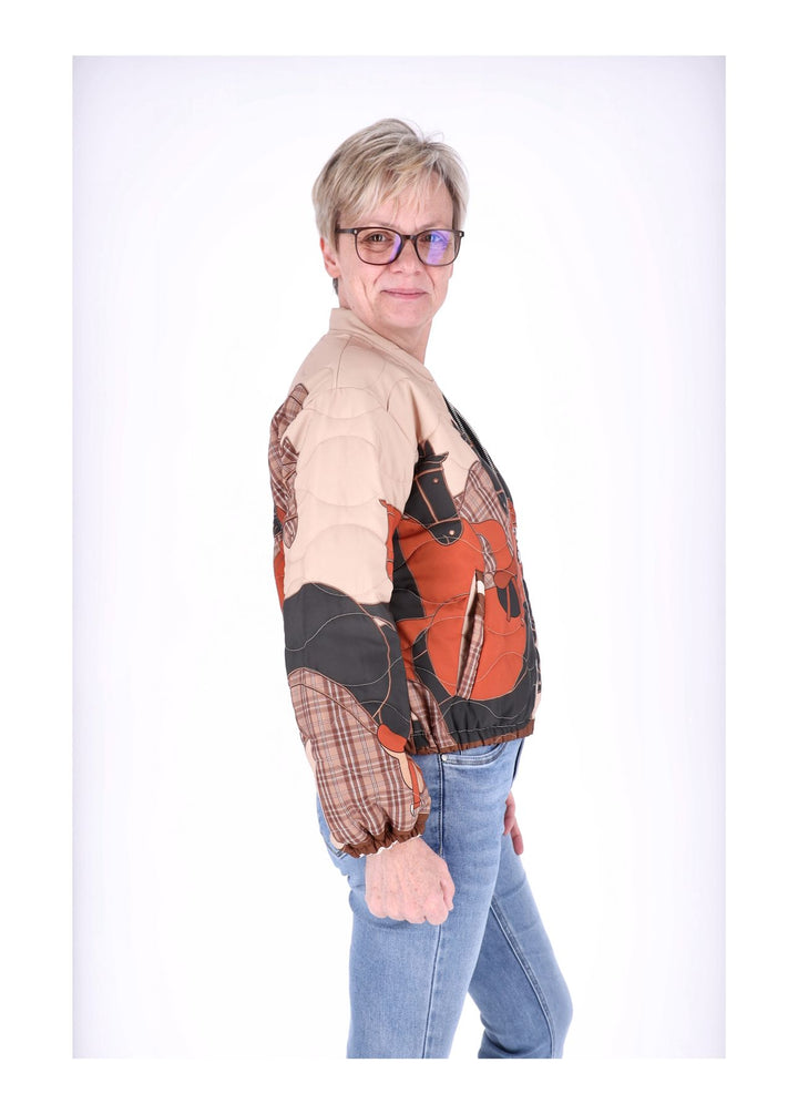 Kurzjacke Damen Gummizug AOP