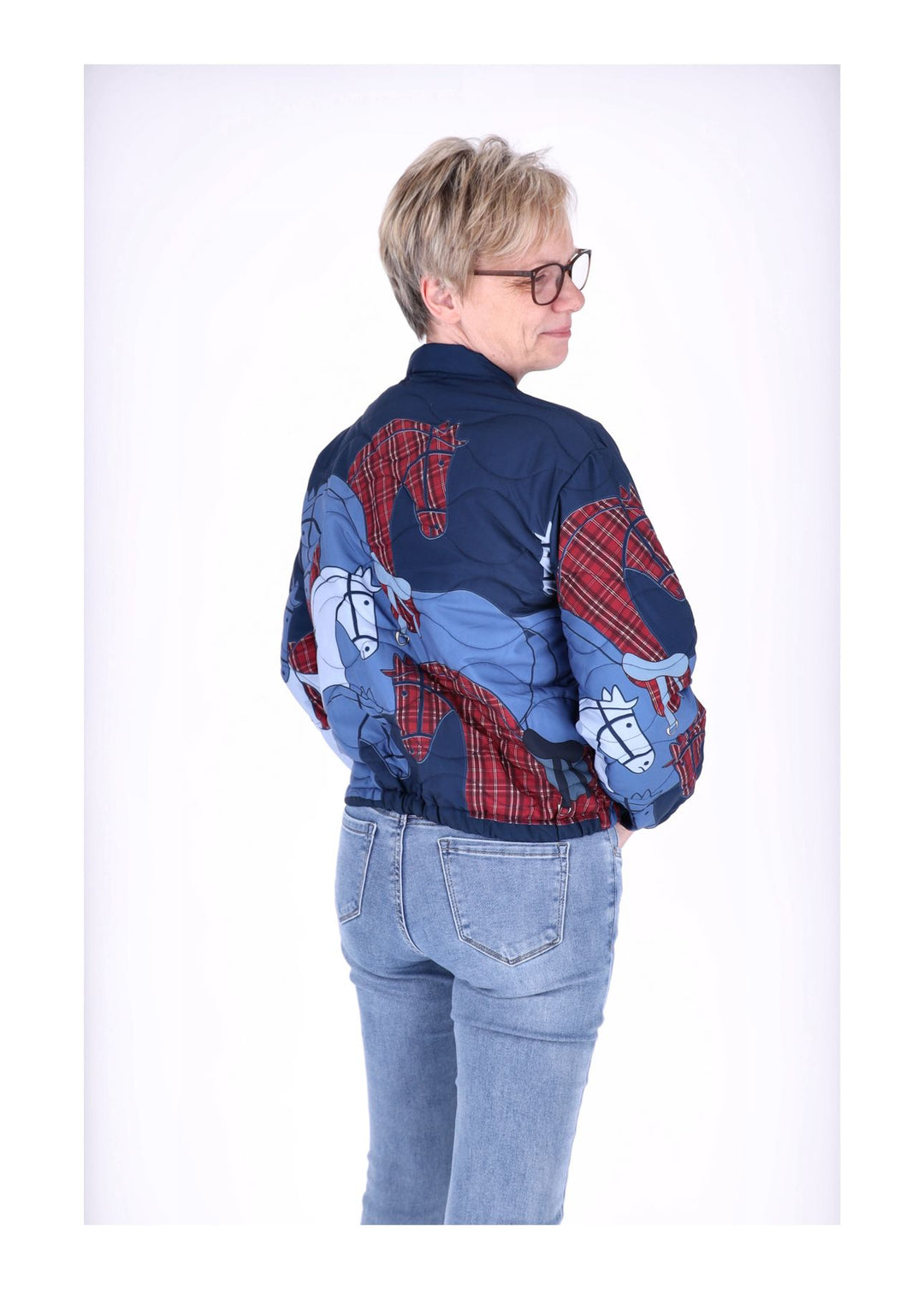 Kurzjacke Damen Gummizug AOP