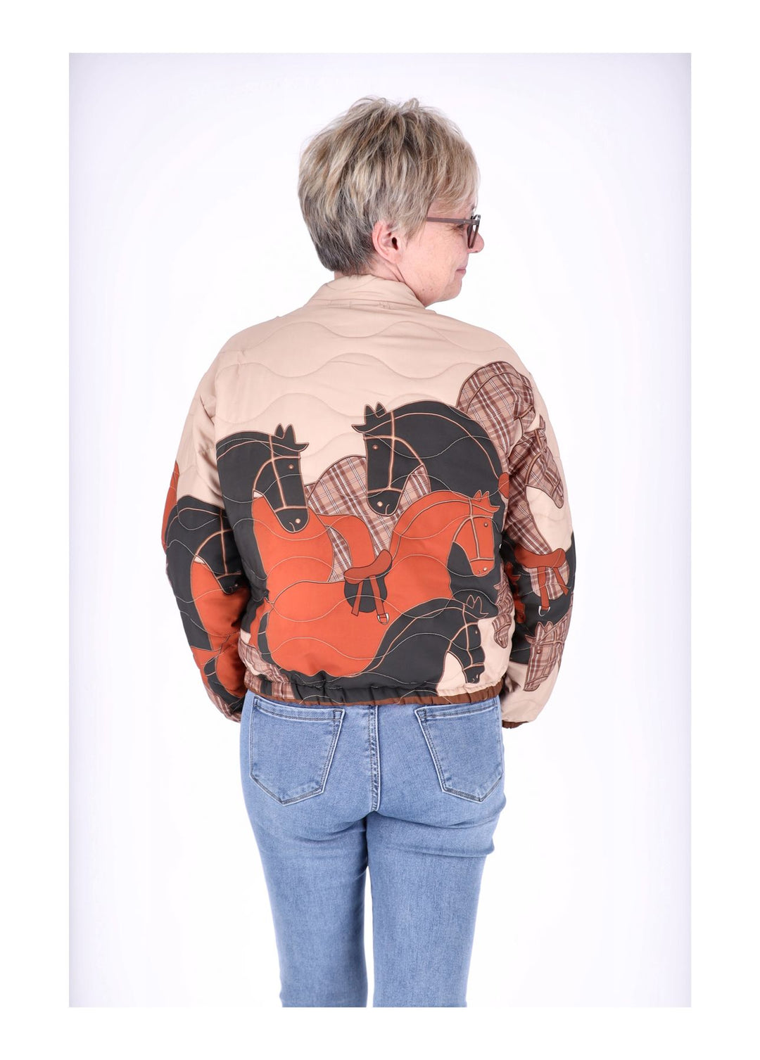 Kurzjacke Damen Gummizug AOP