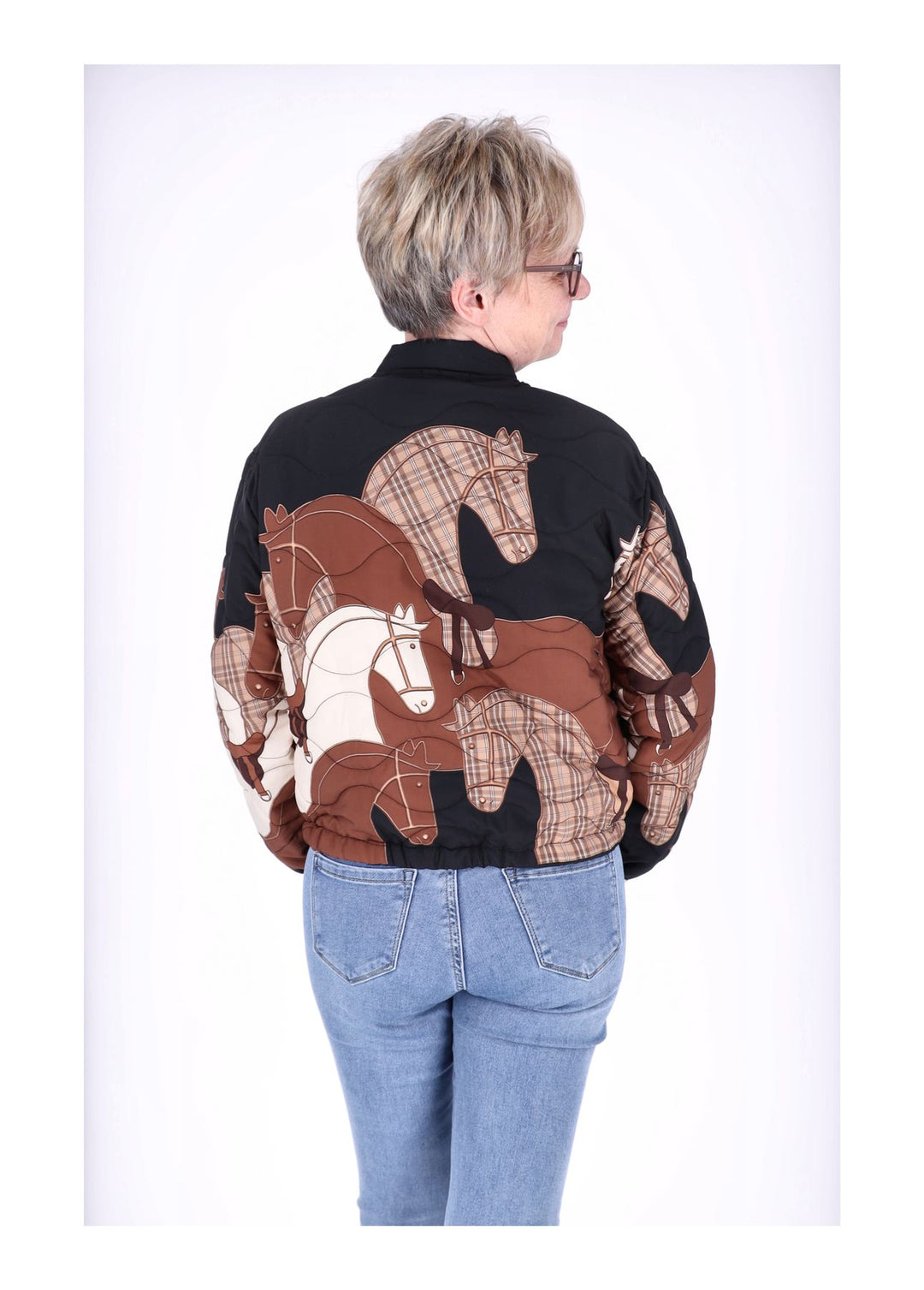 Kurzjacke Damen Gummizug AOP