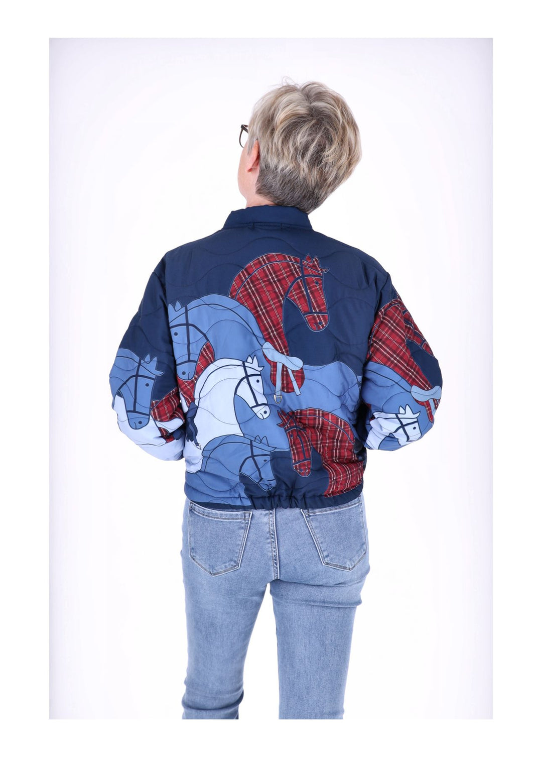 Kurzjacke Damen Gummizug AOP