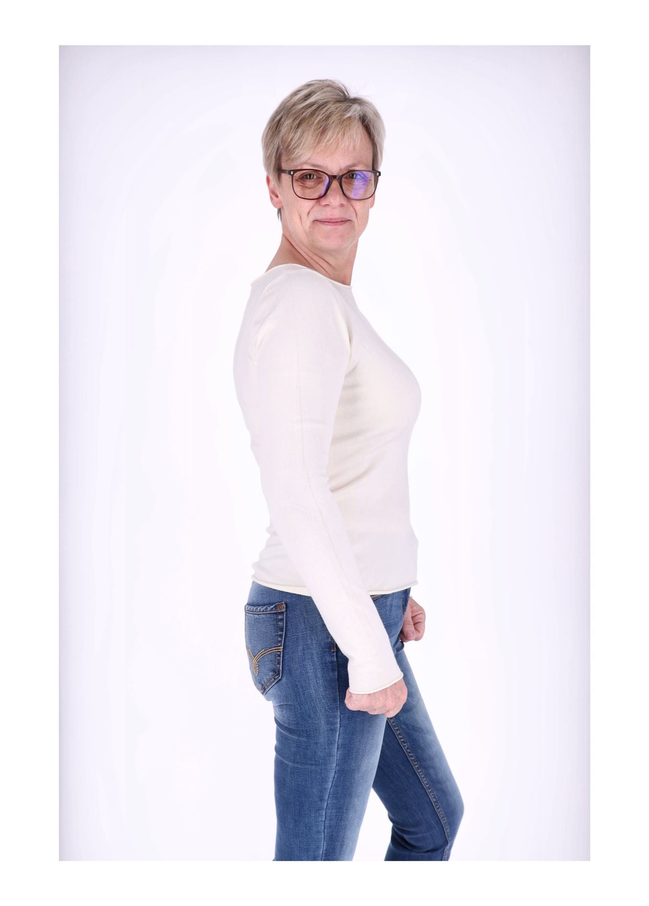 Feinstrick Damen Rundhalsausschnitt