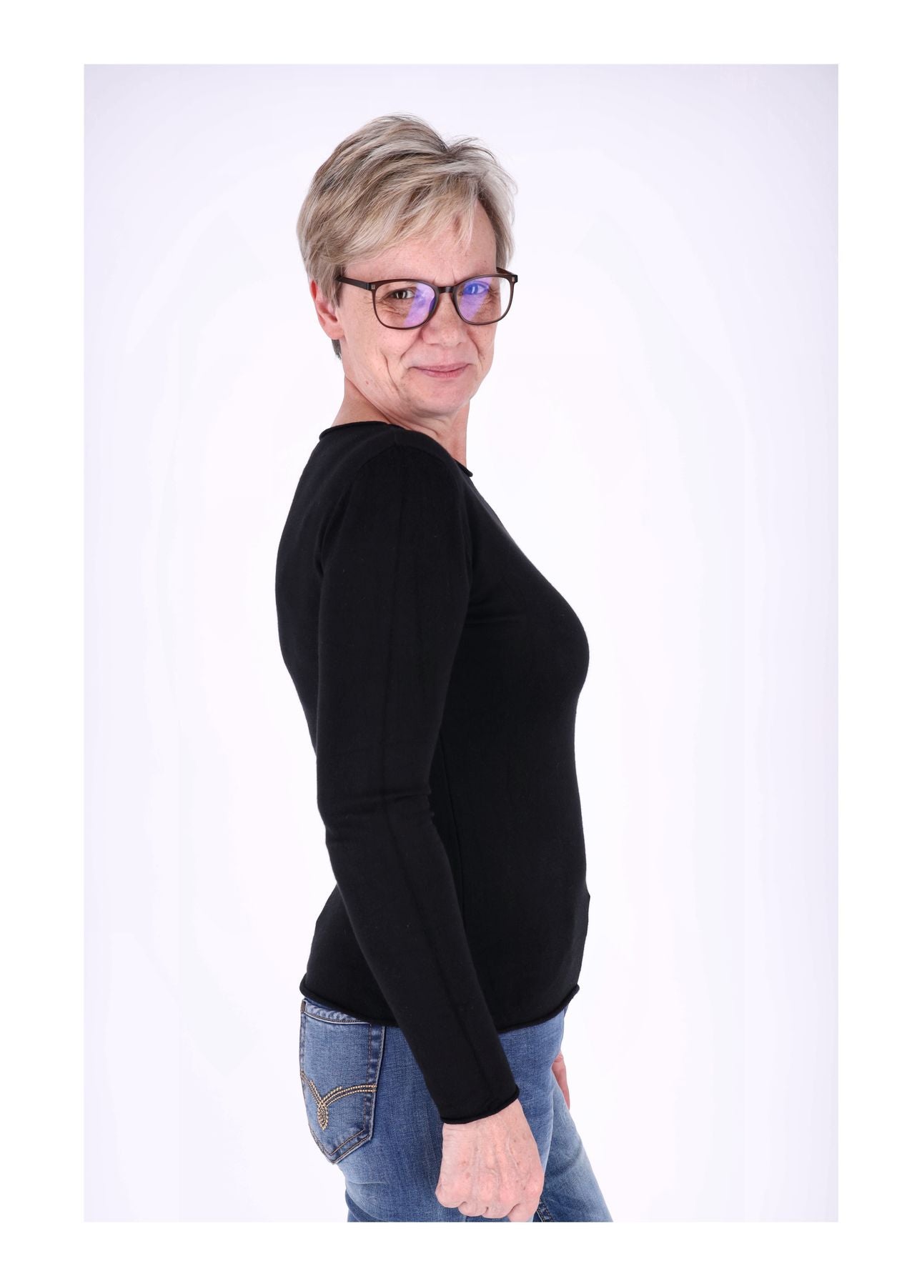 Feinstrick Damen Rundhalsausschnitt
