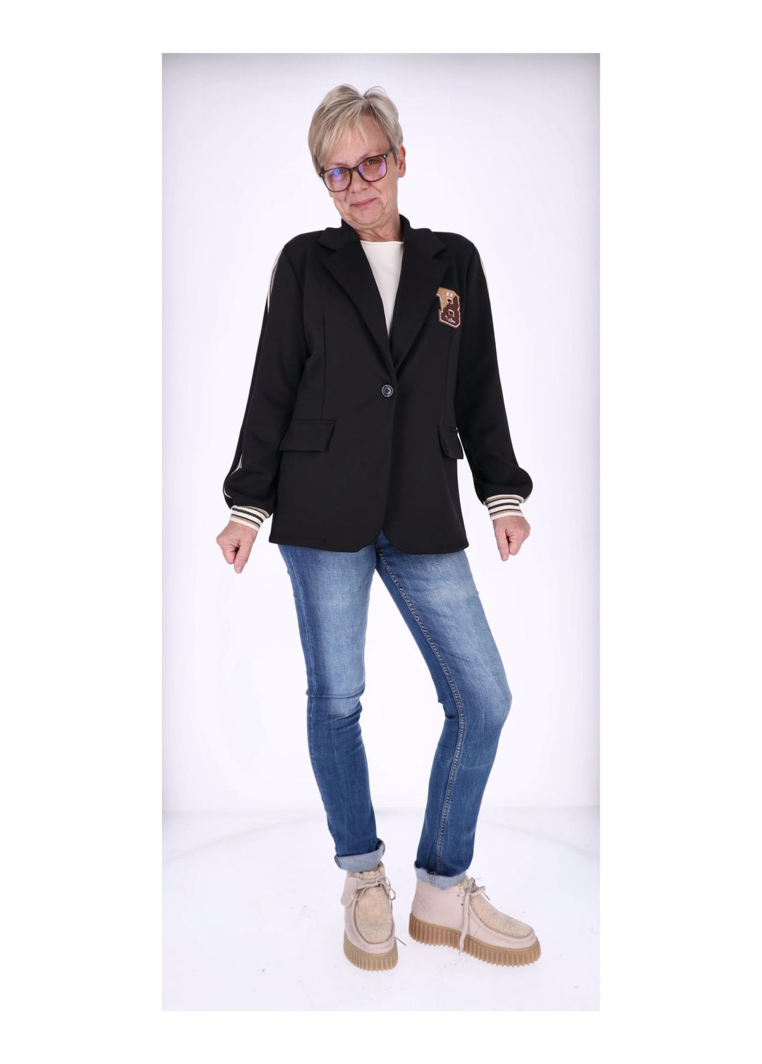Sweat Blazer Damen Galonstreifen