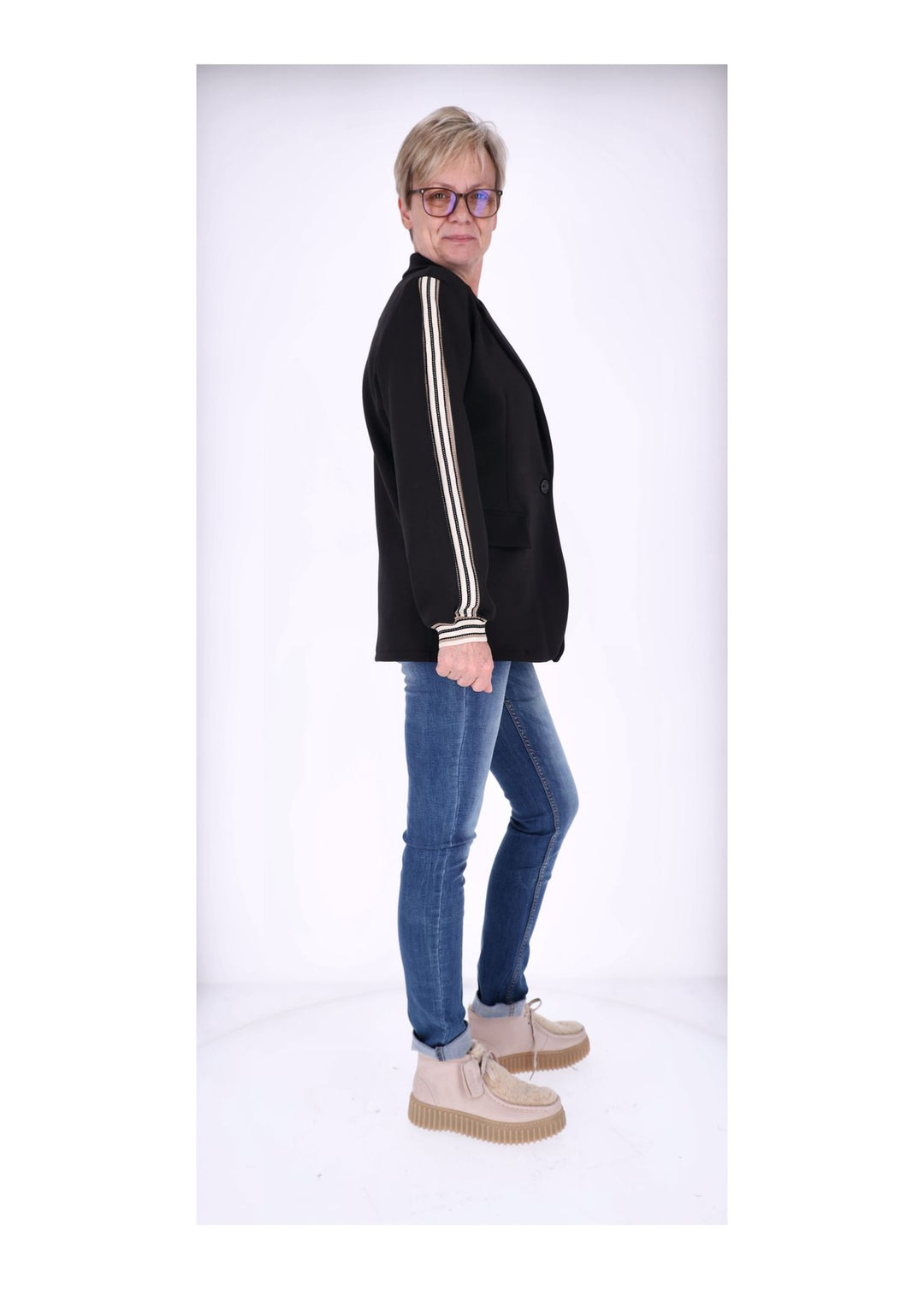 Sweat Blazer Damen Galonstreifen