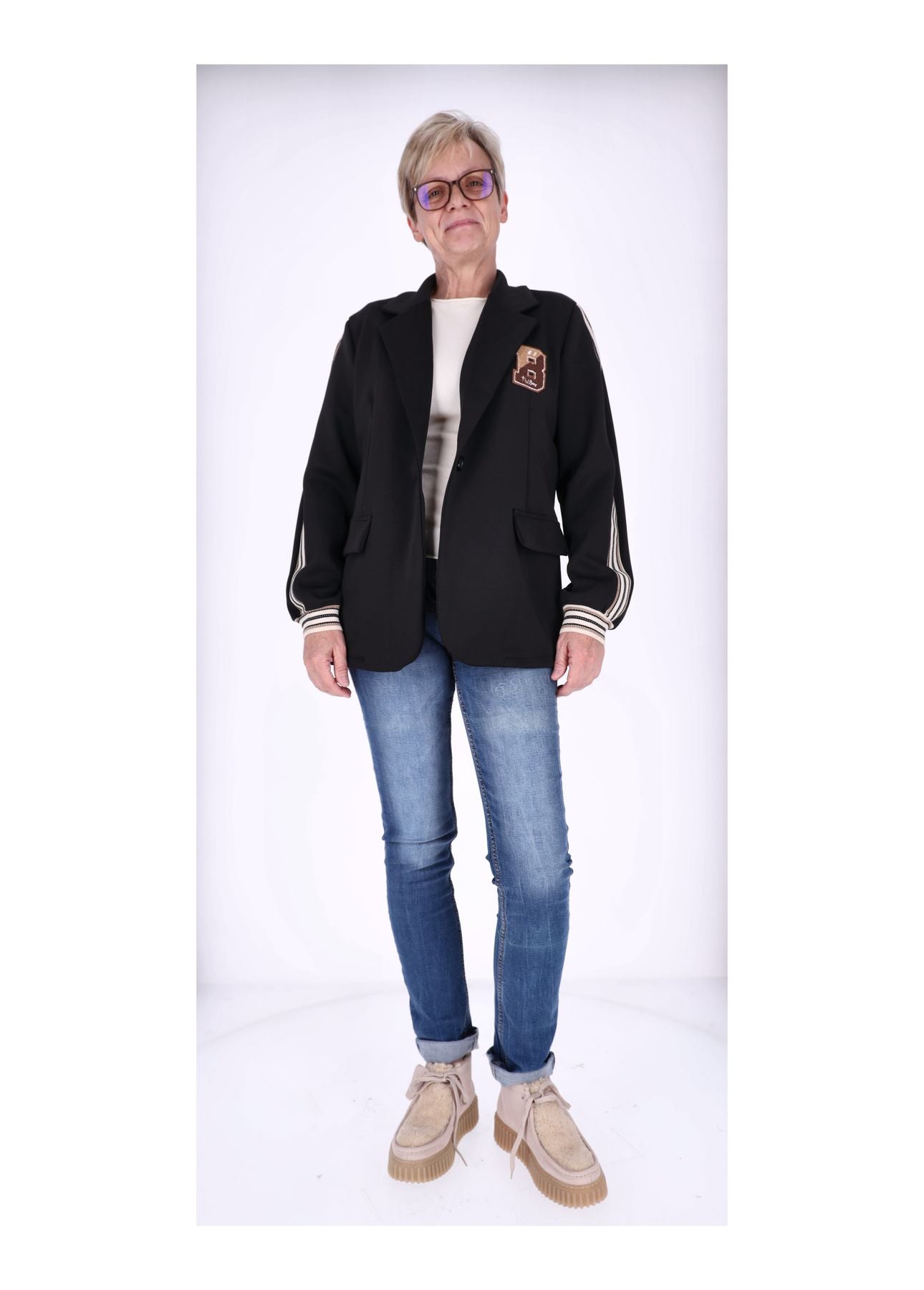 Sweat Blazer Damen Galonstreifen
