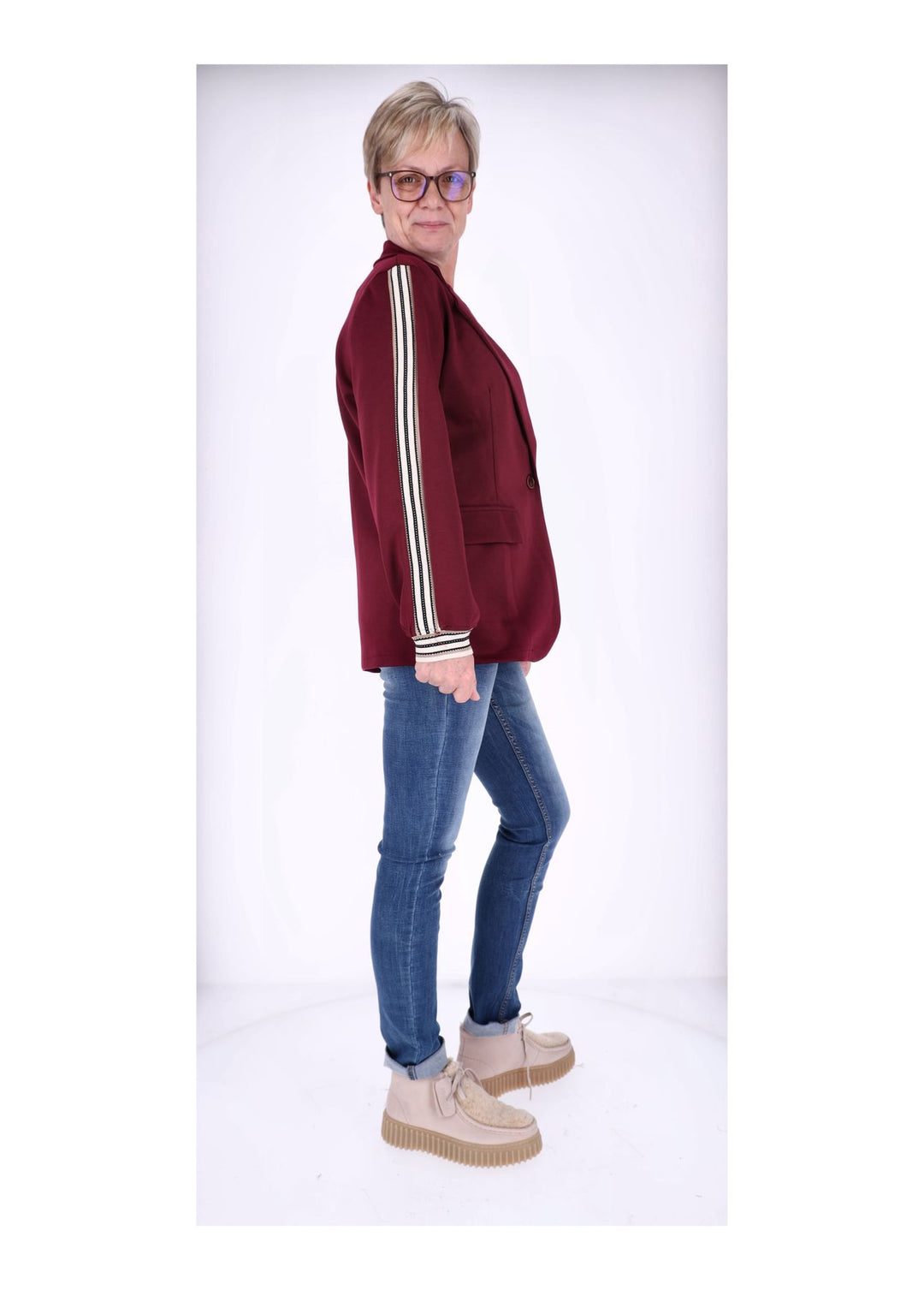 Sweat Blazer Damen Galonstreifen