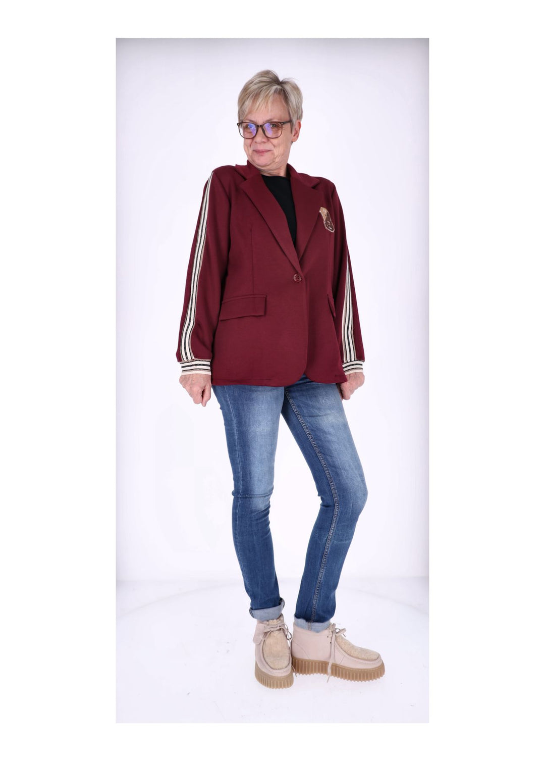 Sweat Blazer Damen Galonstreifen