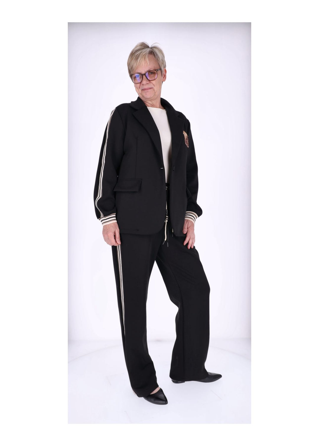 Sweat Blazer Damen Galonstreifen