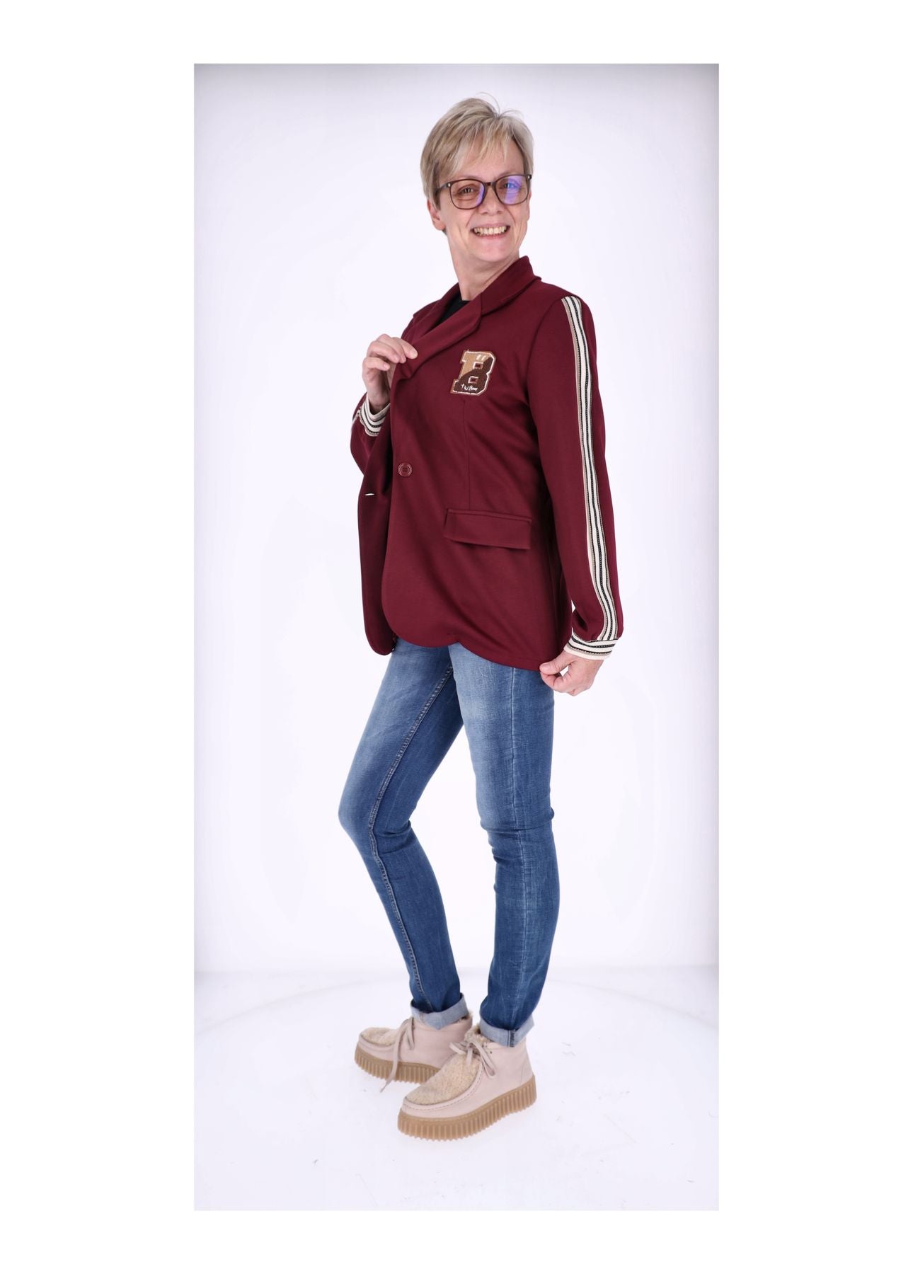 Sweat Blazer Damen Galonstreifen