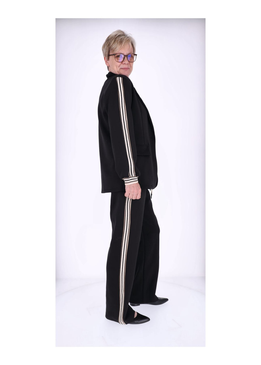 Sweat Blazer Damen Galonstreifen