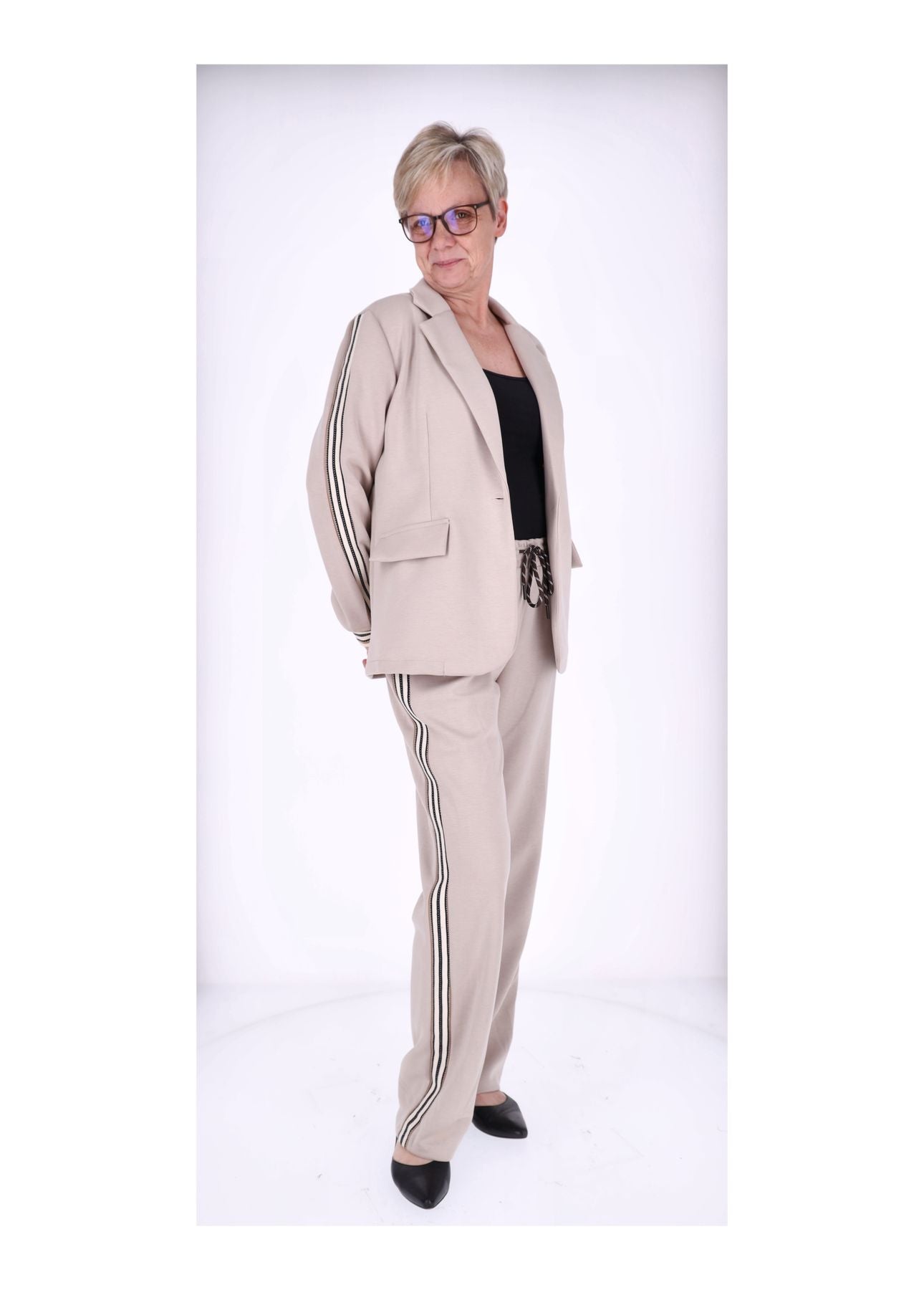 Sweat Blazer Damen Galonstreifen