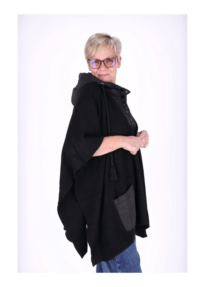 Poncho Damen Materialmix
