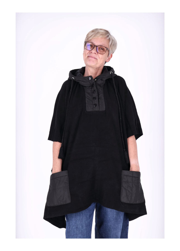 Poncho Damen Materialmix