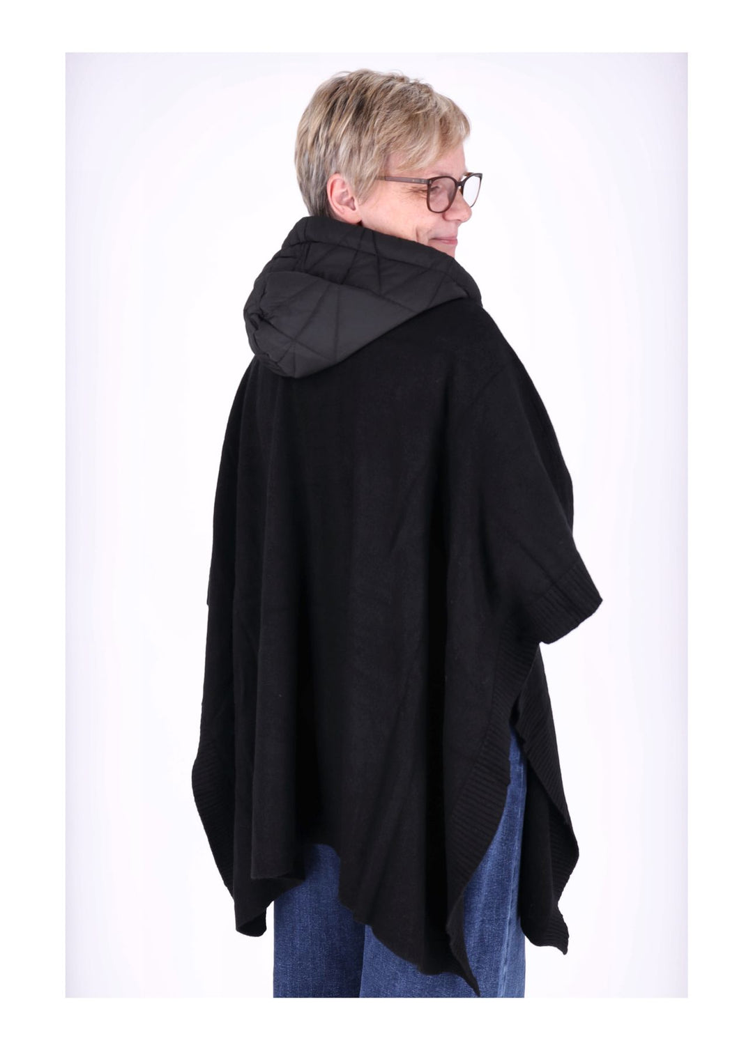 Poncho Damen Materialmix