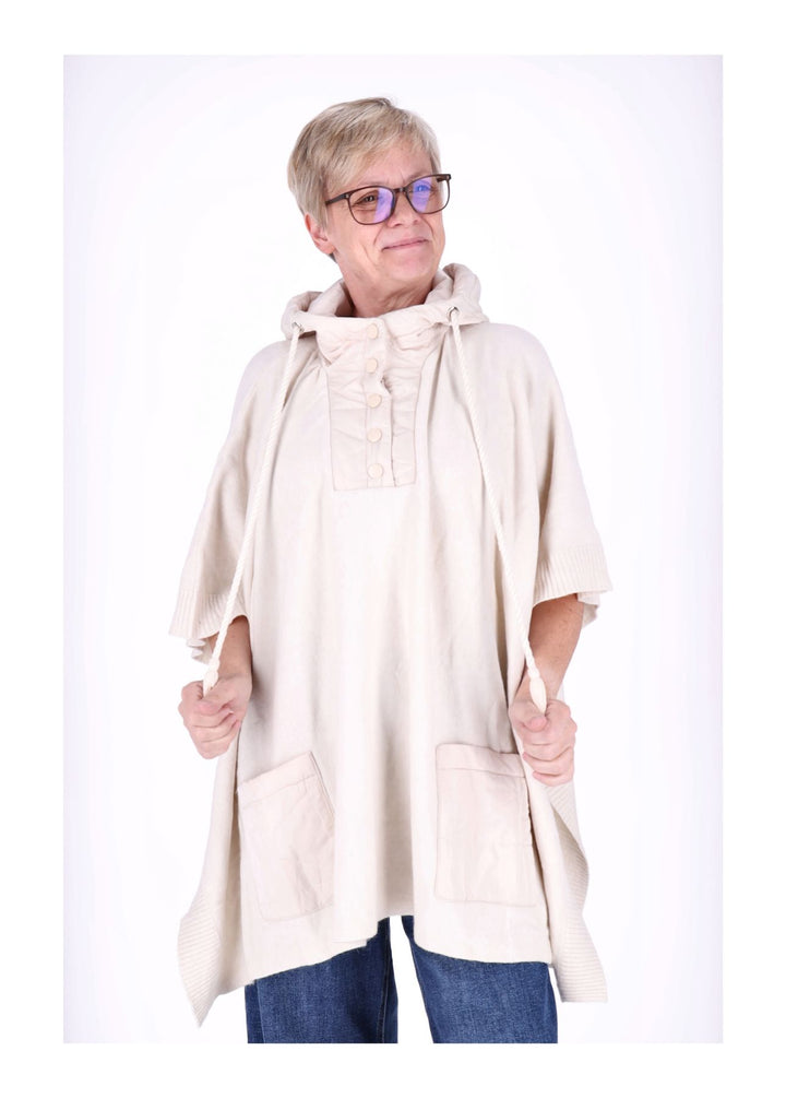 Poncho Damen Materialmix