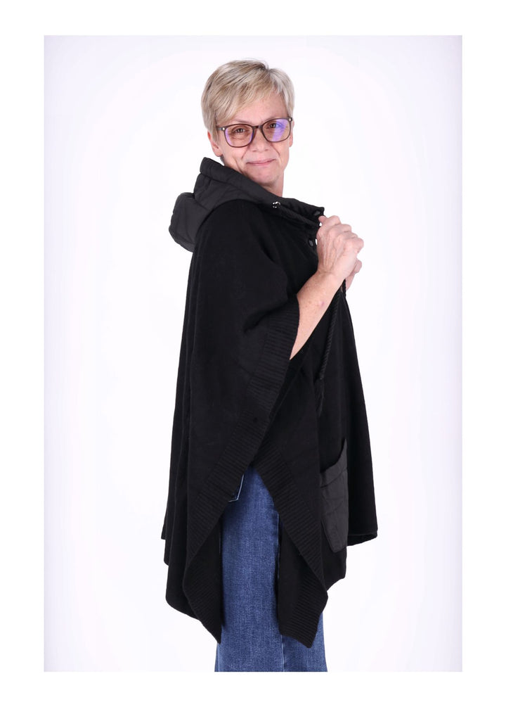 Poncho Damen Materialmix