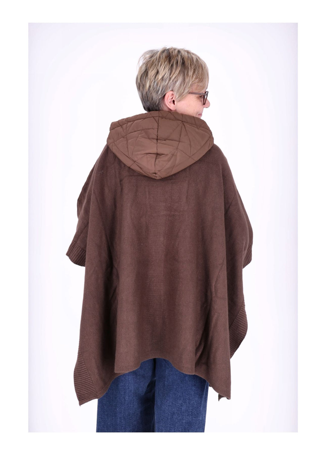Poncho Damen Materialmix