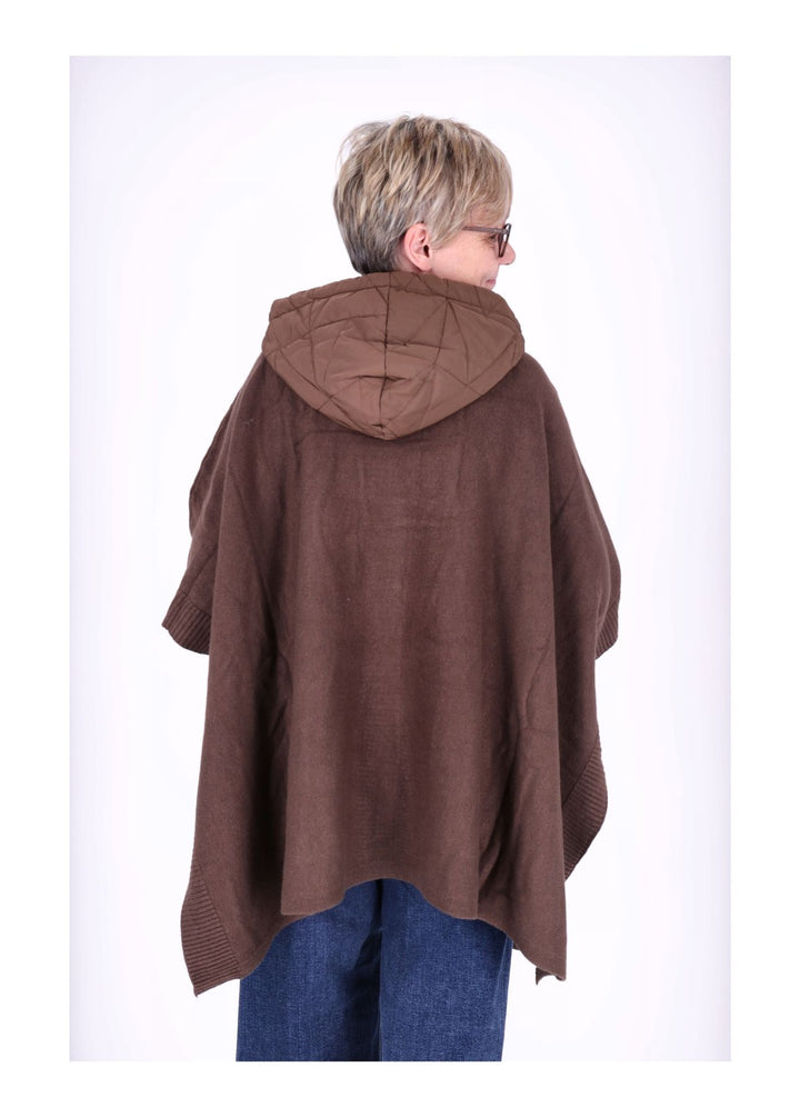 Poncho Damen Materialmix