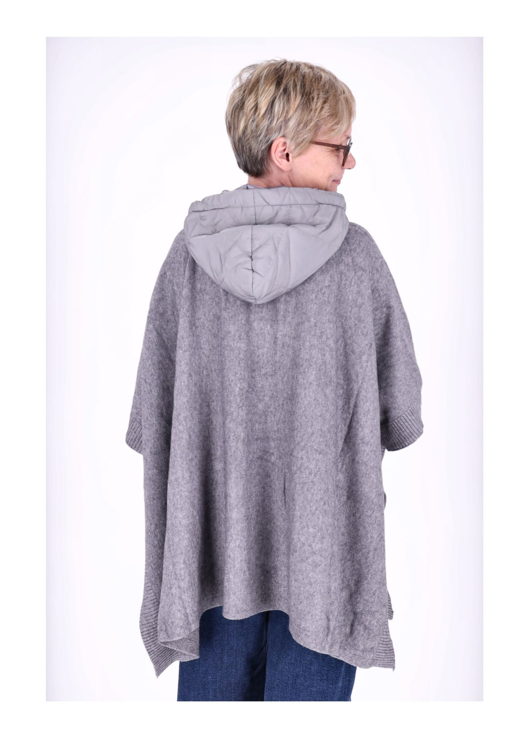 Poncho Damen Materialmix