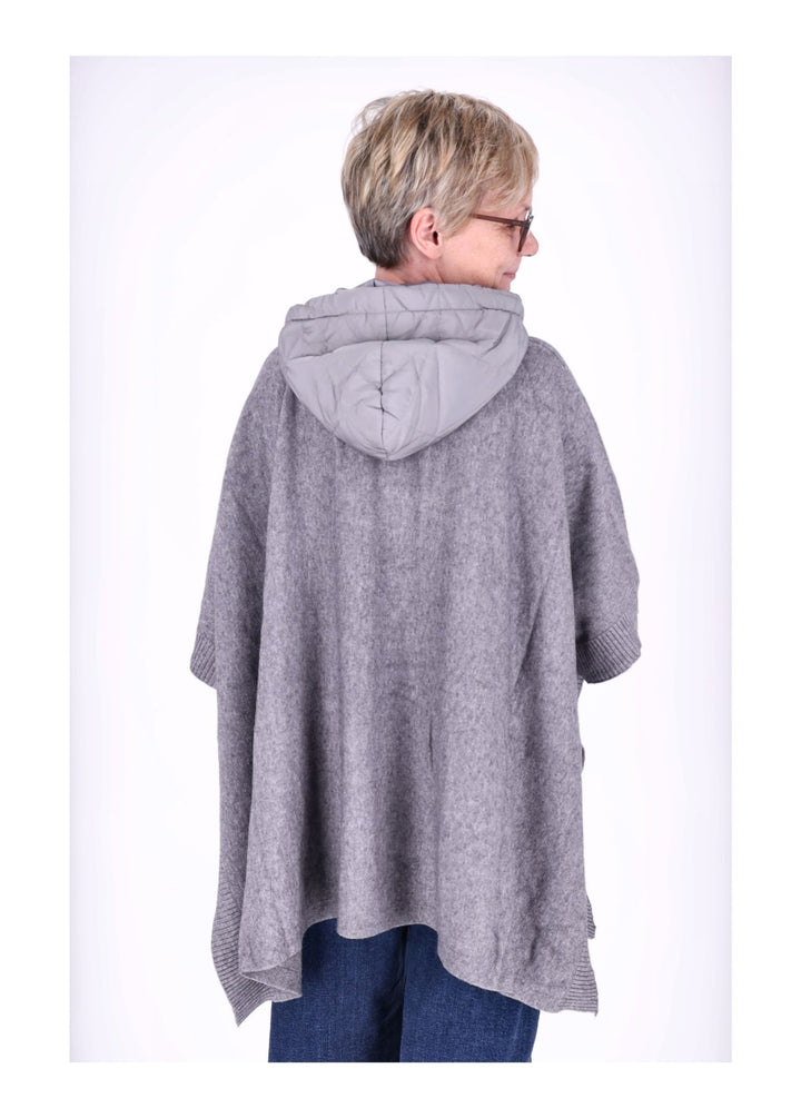 Poncho Damen Materialmix